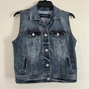 Maurices Denim Vest Western Country Concert Summer Bohemian Casual Small